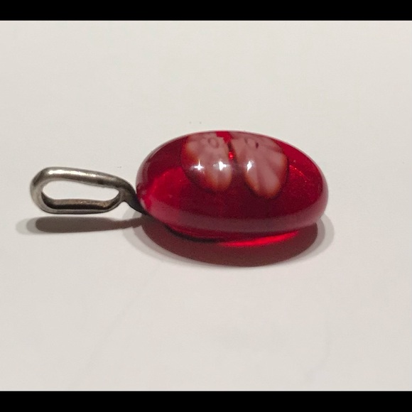 Fiery Red Miniature Floral Pendant - Picture 6 of 9